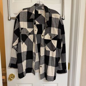 Black and White plaid flannel button down -- Ashley by 26 International